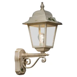 Ferroluce Garten-Wandlampen-Wandleuchte aus weißem Aluminium und handgemalter Dekoration - Gorizia