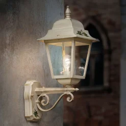 Ferroluce Garten-Wandlampen-Wandleuchte aus weißem Aluminium und handgemalter Dekoration - Gorizia