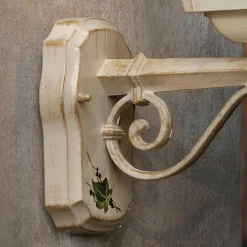 Ferroluce Garten-Wandlampen-Wandleuchte aus weißem Aluminium und handgemalter Dekoration - Gorizia
