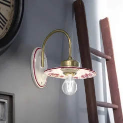 Ferroluce Vintage Wandleuchten-Wandleuchte im Vintage-Design aus Eisen und handbemalter Keramik - Asti