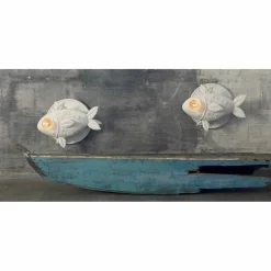 Viadurini Lighting Design Wandleuchten-Wandleuchte in mattweißem Keramikdesign mit dekoriertem Fisch - Fisch