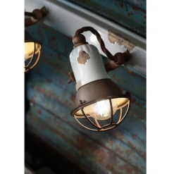 Ferroluce Wandleuchte Industrial-Wandleuchte mit 3 industriellen handwerklichen Strahlern aus Eisen und Keramik - Loft