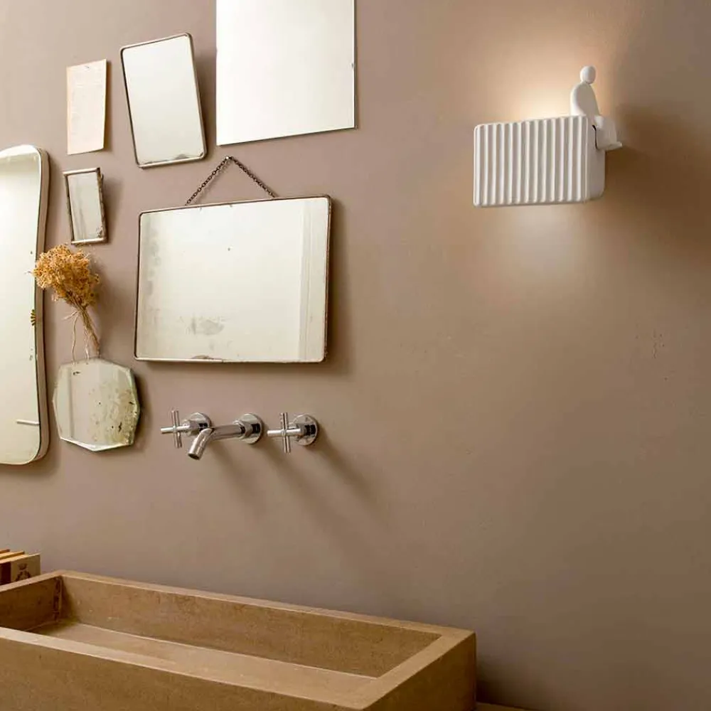 Viadurini Lighting Design Wandleuchten-Wandleuchte mit 3 LED-Leuchten aus mattweißer Keramik mit Umarell - Ometto