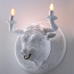 Viadurini Lighting Design Wandleuchten-Wandleuchte mit 2 Leuchten im Keramikdesign in Form eines Stiers - Marrena