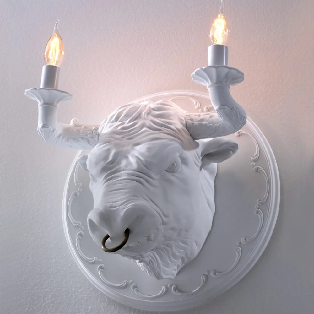 Viadurini Lighting Design Wandleuchten-Wandleuchte mit 2 Leuchten im Keramikdesign in Form eines Stiers - Marrena