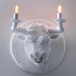 Viadurini Lighting Design Wandleuchten-Wandleuchte mit 2 Leuchten im Keramikdesign in Form eines Stiers - Marrena
