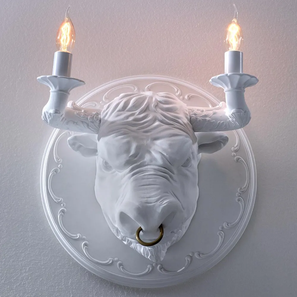 Viadurini Lighting Design Wandleuchten-Wandleuchte mit 2 Leuchten im Keramikdesign in Form eines Stiers - Marrena