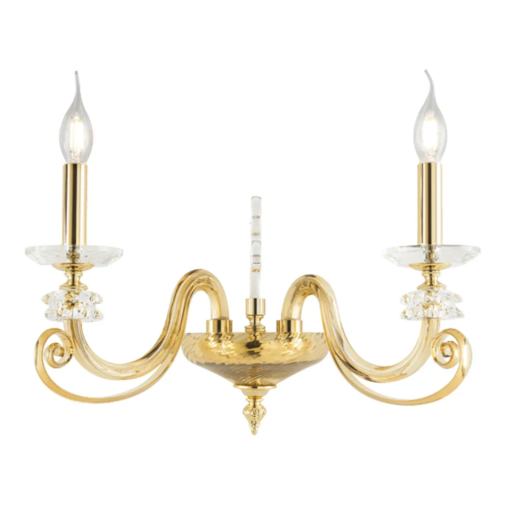 Viadurini Lighting Klassische Wandleuchten-Wandleuchte mit 2 Lichtern aus mundgeblasenem Glas und klassischem optischem Luxuskristall - Cassea