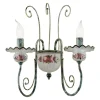 Ferroluce Vintage Wandleuchten-Wandleuchte mit 2 Lichtern aus handverzierter Keramik und antikem Messing - Sanremo