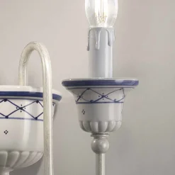 Ferroluce Vintage Wandleuchten-Wandleuchte mit 2 Lichtern aus Keramik und handbemaltem Messing - Sanremo