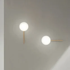 Viadurini Lighting Moderne Wandleuchten-Wandleuchte mit LED aus goldlackiertem Metall und mundgeblasenem Glas - Ailanto