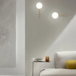 Viadurini Lighting Moderne Wandleuchten-Wandleuchte mit LED aus goldlackiertem Metall und mundgeblasenem Glas - Ailanto