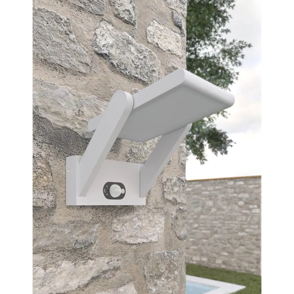 Viadurini Lighting Garten-Wandlampen-Wandleuchte Solar Led Spotlight aus weißem oder schwarzem Aluminium mit Sensor - Hugo