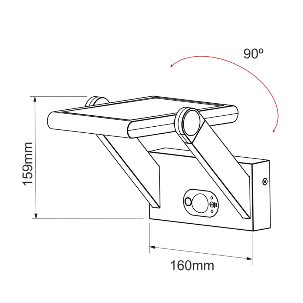 Viadurini Lighting Garten-Wandlampen-Wandleuchte Solar Led Spotlight aus weißem oder schwarzem Aluminium mit Sensor - Hugo