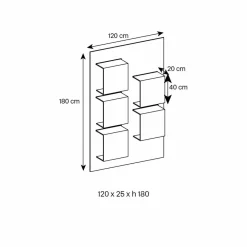 Viadurini Decor Moderne Design Bücherregale-Wandpaneel aus Canaletto-Walnussholz und Glasregalen 2 Größen - Basil