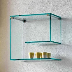 Viadurini Living Wandregale-Wandregale aus transparentem Glas Design Made in Italy 2 Stück - Rolle