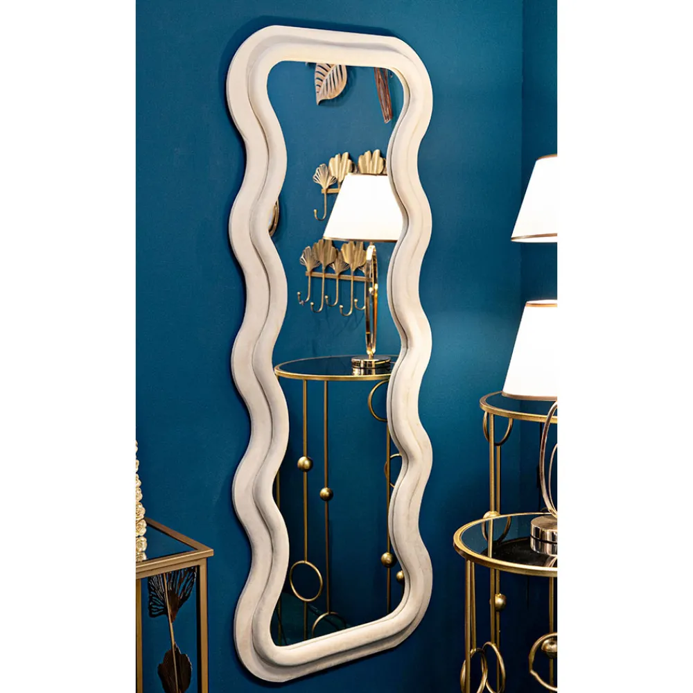 Viadurini Decor Wandspiegel-Wandspiegel aus MDF mit Samtbezug und Wellenlinien - Sheldon