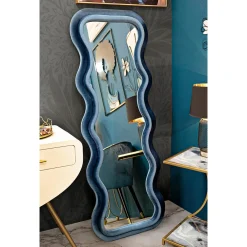 Viadurini Decor Wandspiegel-Wandspiegel aus MDF mit Samtbezug und Wellenlinien - Sheldon