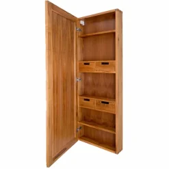 Viadurini Bathroom Wandspiegel|Badspiegel-Wandspiegel aus Teakholz mit Regalen und internen Schubladen - Ralio