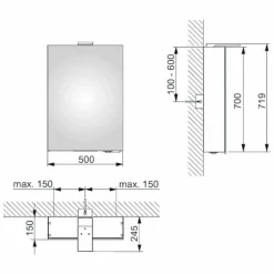Viadurini Bathroom Badspiegel-Wandspiegel mit Flügeltür und LED-Beleuchtung - Ratsche