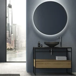 Viadurini Bathroom Wandspiegel-Wandspiegel mit Hintergrundbeleuchtung und schwarzem Rahmen Made in Italy - Riflessi