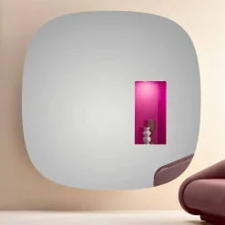 Viadurini Decor Wandspiegel-Wandspiegel mit LED-Licht und rosa Fach Luxus-Design Made in Italy - Matrix