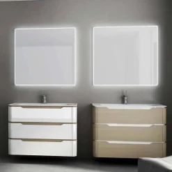 Viadurini Bathroom Badspiegel-Wandspiegel mit Satinkanten, LED-Beleuchtung, Tessa