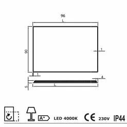 Viadurini Bathroom Badspiegel-Wandspiegel mit Satinkanten, LED-Beleuchtung, Tessa