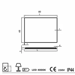 Viadurini Bathroom Badspiegel-Wandspiegel mit Satinkanten, LED-Beleuchtung, Tessa