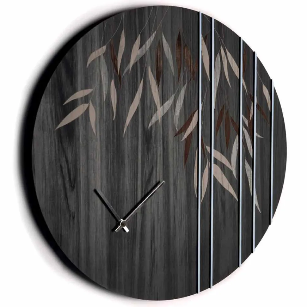Viadurini Time Design Wanduhren-Wanduhr aus Eichenholz oder Tafel Lasergravur Design Round - Kanno