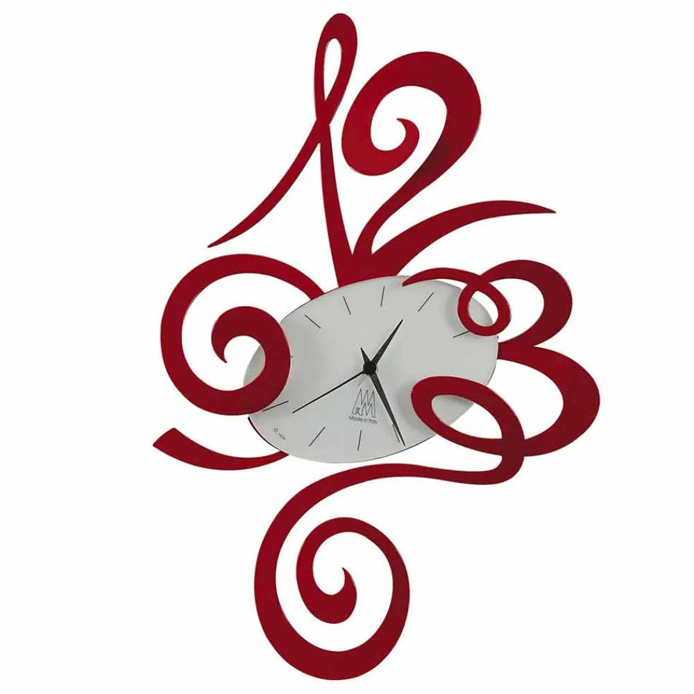 Viadurini Time Design Wanduhren-Wanduhr aus Eisen in schwarz, aluminium oder rot Made in Italy - Rosbif