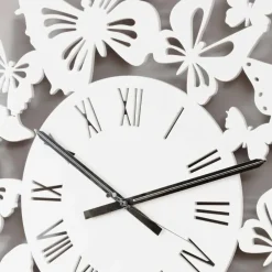 Viadurini Time Design Wanduhren-Wanduhr farbiges Holz Modernes Design mit Schmetterlingen verziert - Papilio