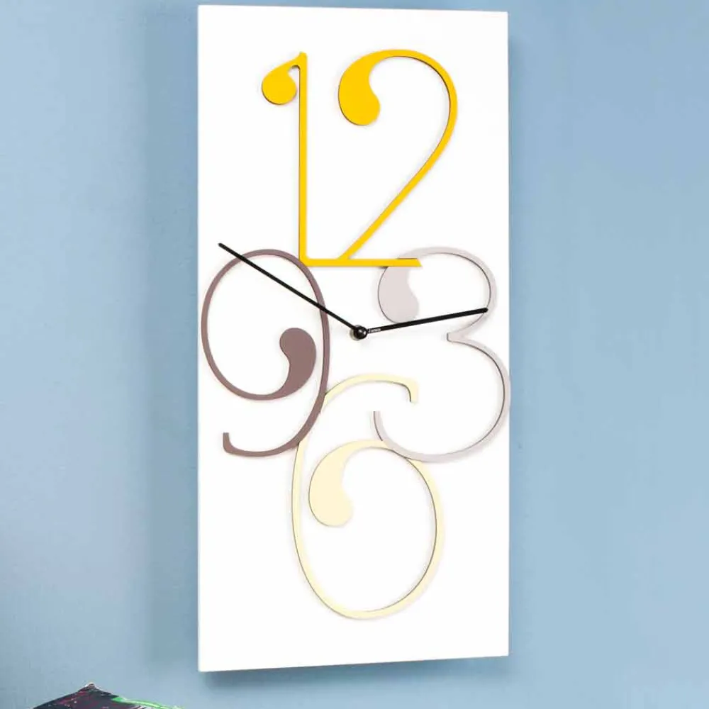 Viadurini Time Design Wanduhren-Wanduhr farbiges und weißes Holz rechteckiges modernes Design - Mathematik