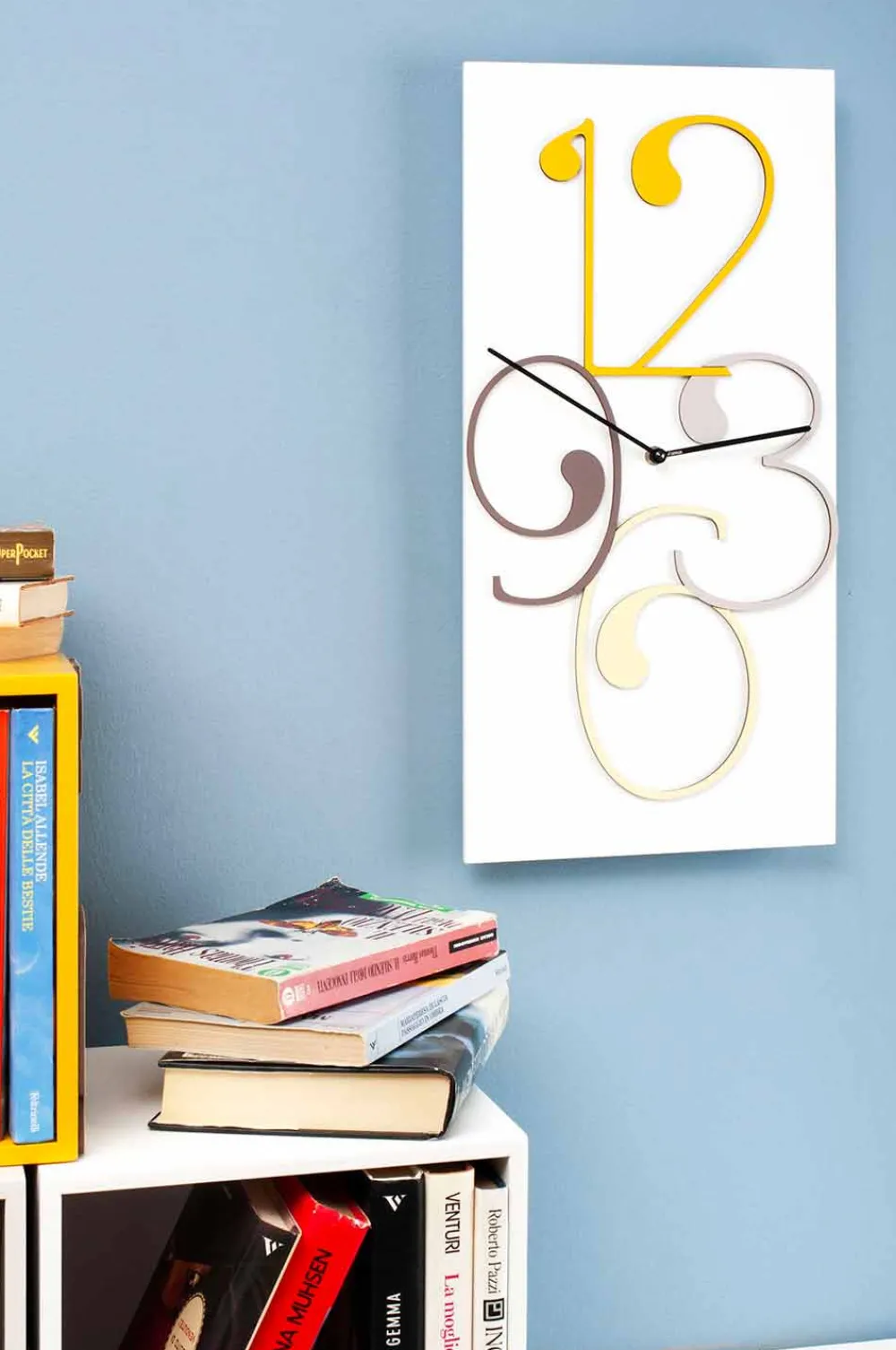 Viadurini Time Design Wanduhren-Wanduhr farbiges und weißes Holz rechteckiges modernes Design - Mathematik