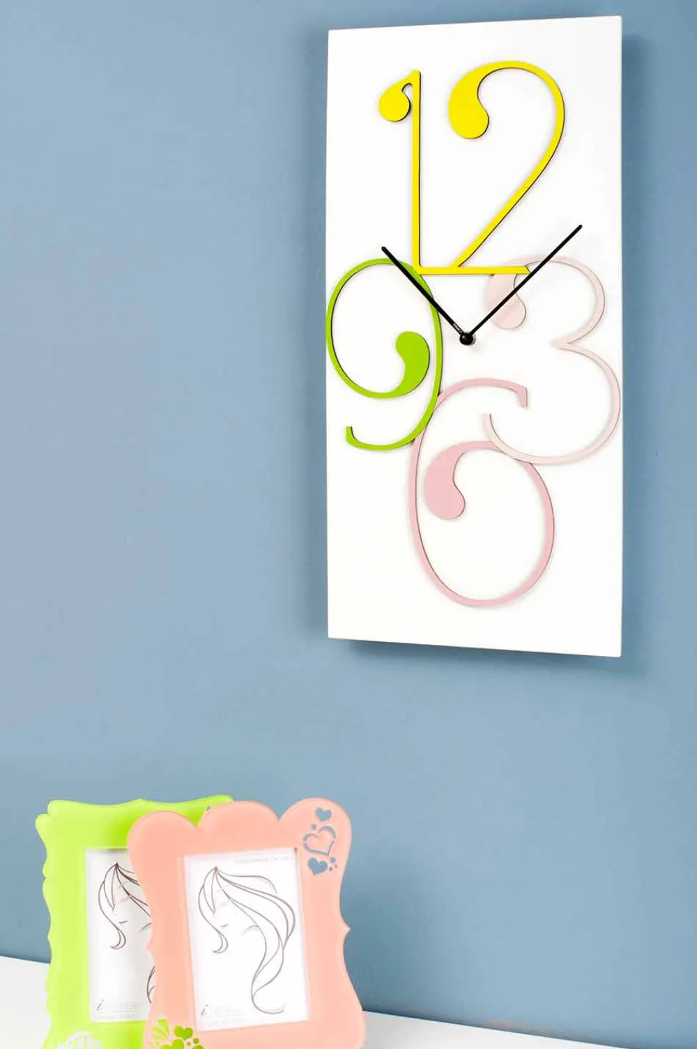 Viadurini Time Design Wanduhren-Wanduhr farbiges und weißes Holz rechteckiges modernes Design - Mathematik