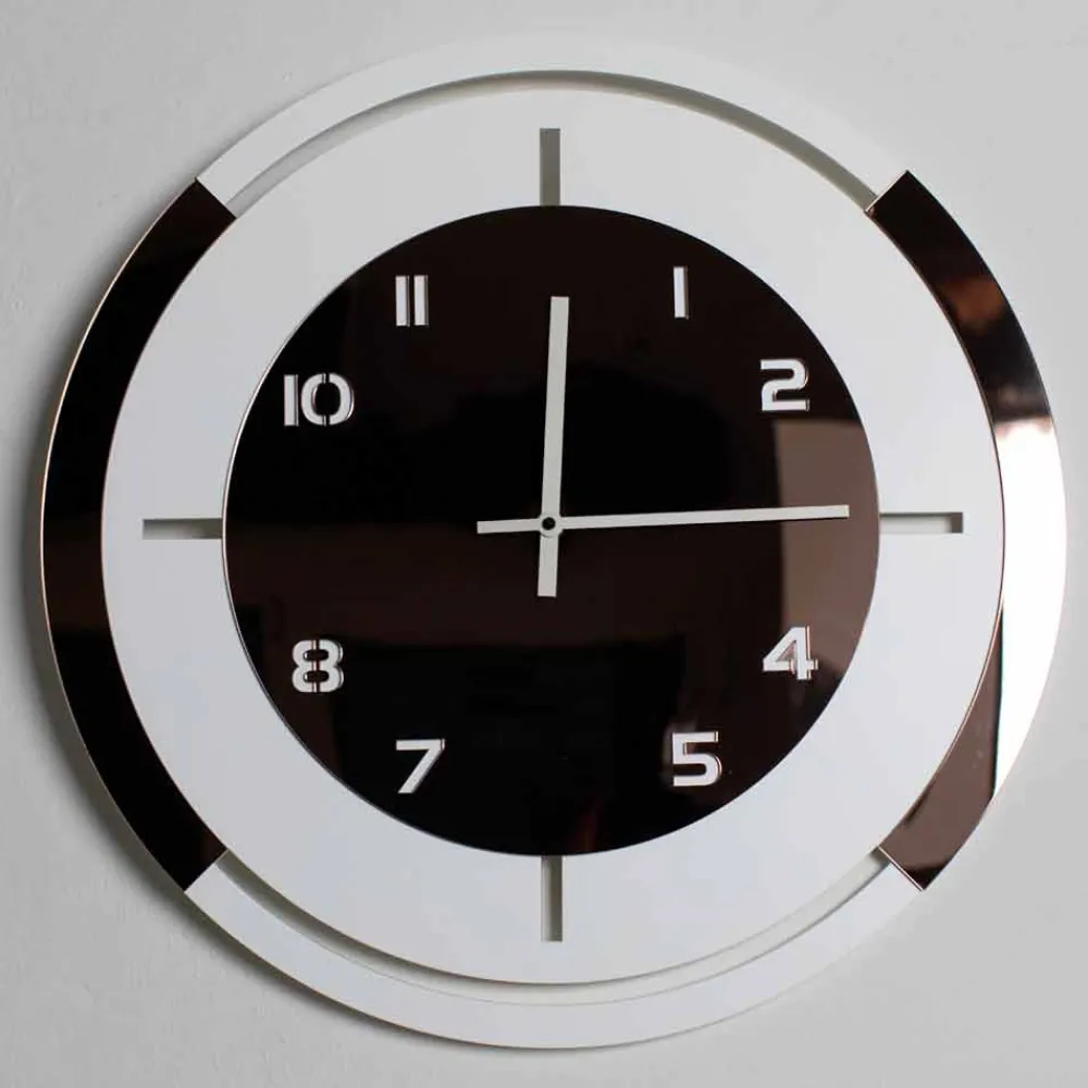 Viadurini Time Design Wanduhren-Wanduhr in Weißholz und Bronze Dekorationen des modernen Designs - Mavia