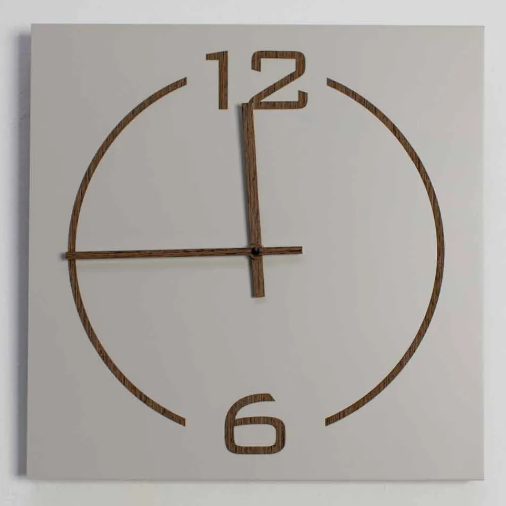 Viadurini Time Design Wanduhren-Wanduhr mit quadratischem und modernem Design in beige und braunem Holz - Tabata