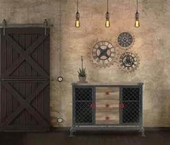 Viadurini Time Design Wanduhren-Wanduhr 93x3x74 cm modernes Design aus Eisen und MDF - Karine