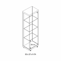 Viadurini Living Anrichte-Wandvitrine aus Glas und weißem Holz, Rädern und beleuchteten Regalen - Armilla