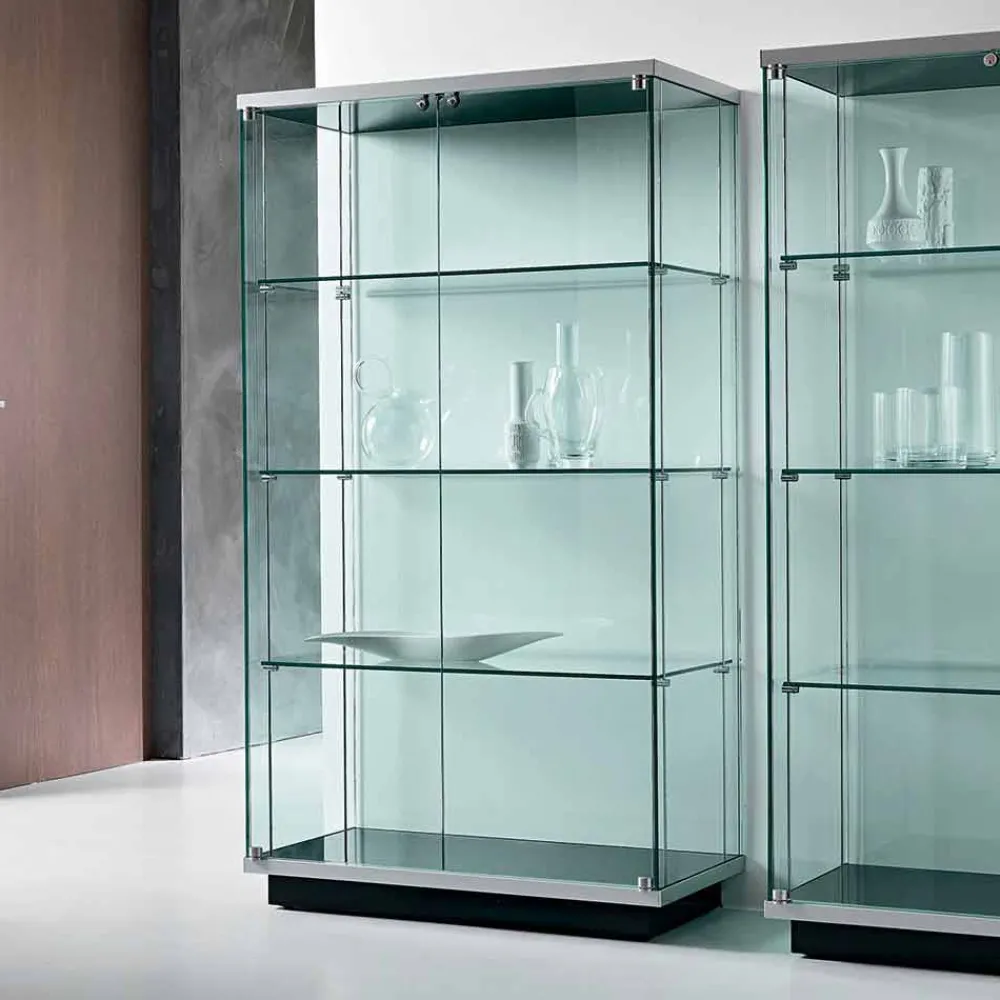Viadurini Living Anrichte-Wandvitrine aus transparentem Glas 2 Türen mit Schloss - Antonia