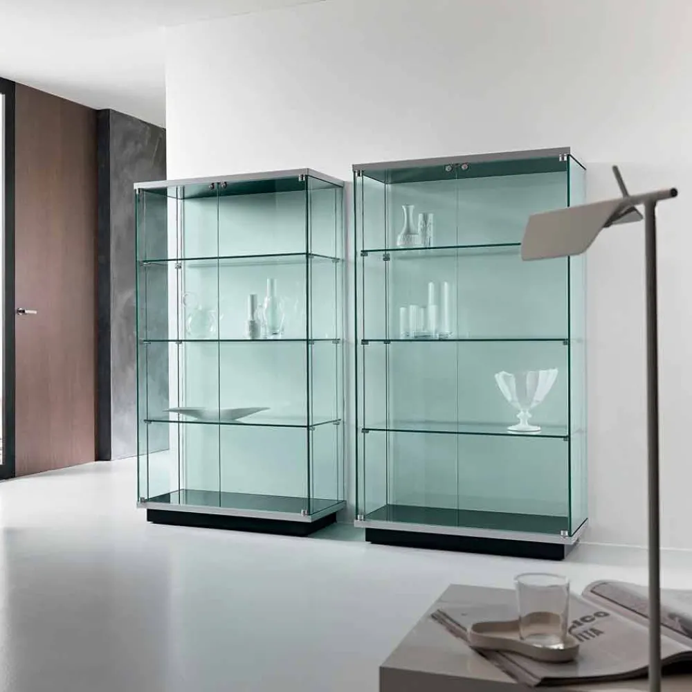 Viadurini Living Anrichte-Wandvitrine aus transparentem Glas 2 Türen mit Schloss - Antonia