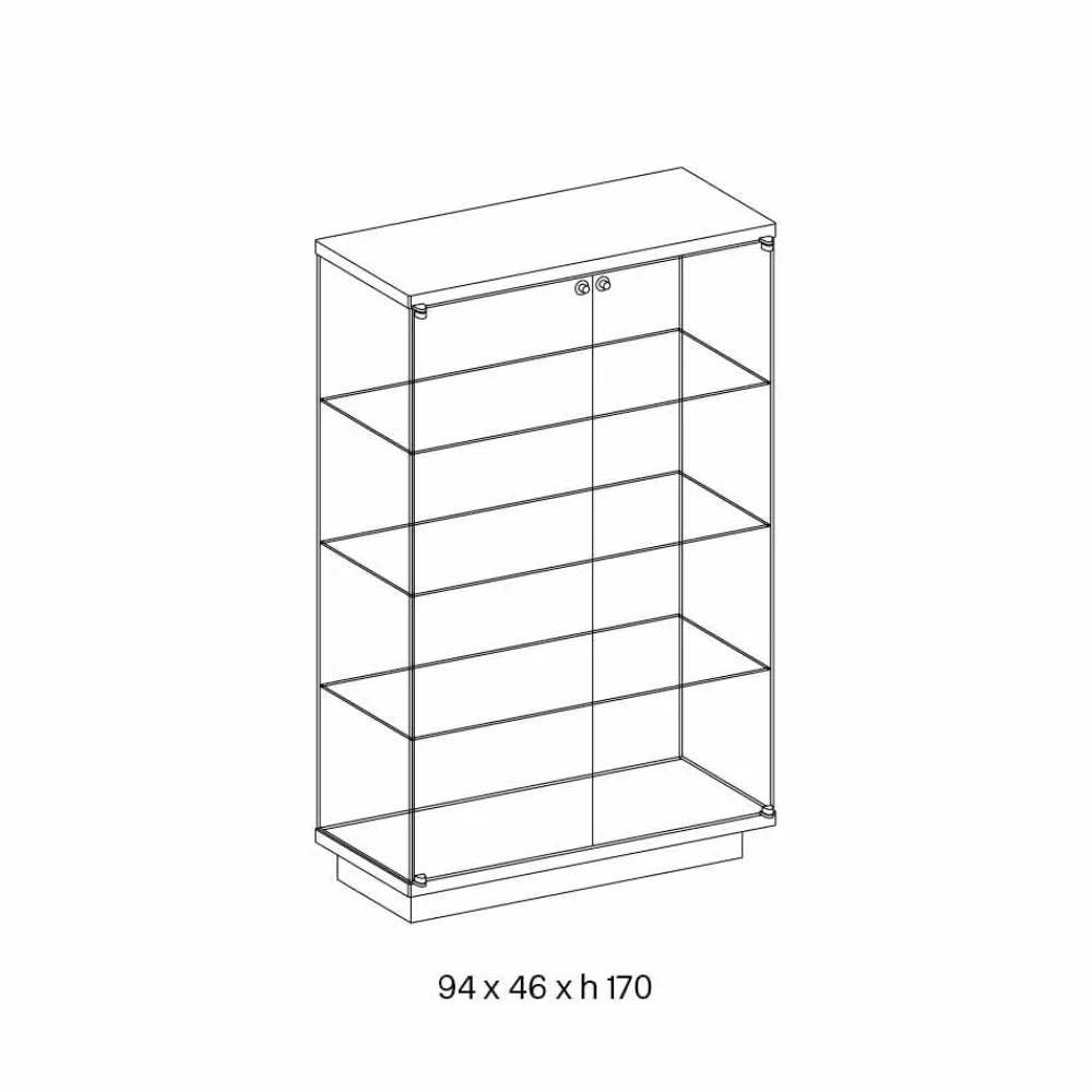 Viadurini Living Anrichte-Wandvitrine aus transparentem Glas 2 Türen mit Schloss - Antonia
