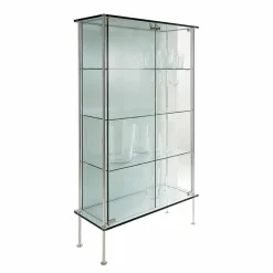 Viadurini Living Anrichte-Wandvitrine aus transparentem Glas und Metall mit 2 Designtüren - Lorella
