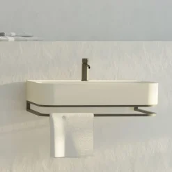 Viadurini Bathroom Keramikwaschbecken-Wandwaschbecken aus Keramik mit optionalem Handtuchhalter, hergestellt in Italien – Graffa