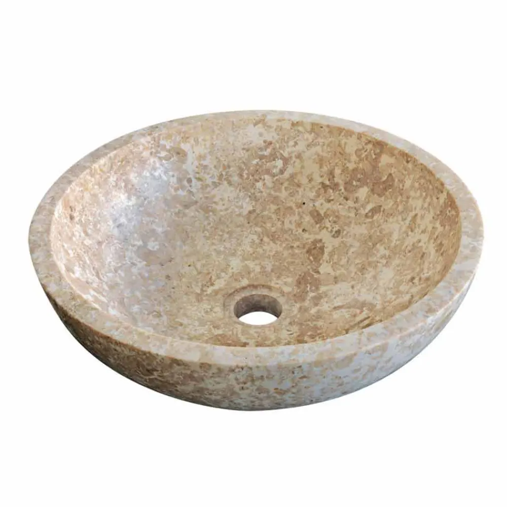 Viadurini Bathroom Steinwaschbecken-Waschbecken Aufsatzwaschbecken rund aus Naturstein Kari Design