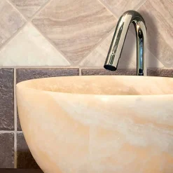 Viadurini Bathroom Steinwaschbecken-Waschbecken Aufsatzwaschbecken rund aus Onyx Sula Design