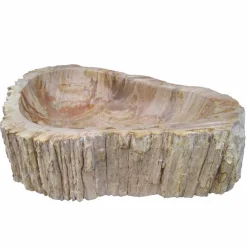 Viadurini Bathroom Steinwaschbecken-Waschbecken Aufsatzwaschbecken aus versteinerten Holz Unikat Goa Design