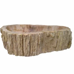 Viadurini Bathroom Steinwaschbecken-Waschbecken Aufsatzwaschbecken aus versteinerten Holz Unikat Goa Design