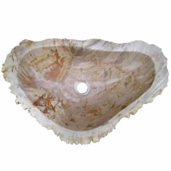 Viadurini Bathroom Steinwaschbecken-Waschbecken Aufsatzwaschbecken aus versteinerten Holz Unikat Goa Design