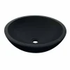Viadurini Bathroom Steinwaschbecken-Waschbecken Aufsatzwaschbecken rund aus schwarze Basaltstein Moyo Design